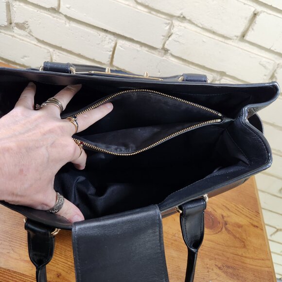 Coach Swagger Black Pebbled Leather Satchel Tote Bag Purse - Picture 11 of 12